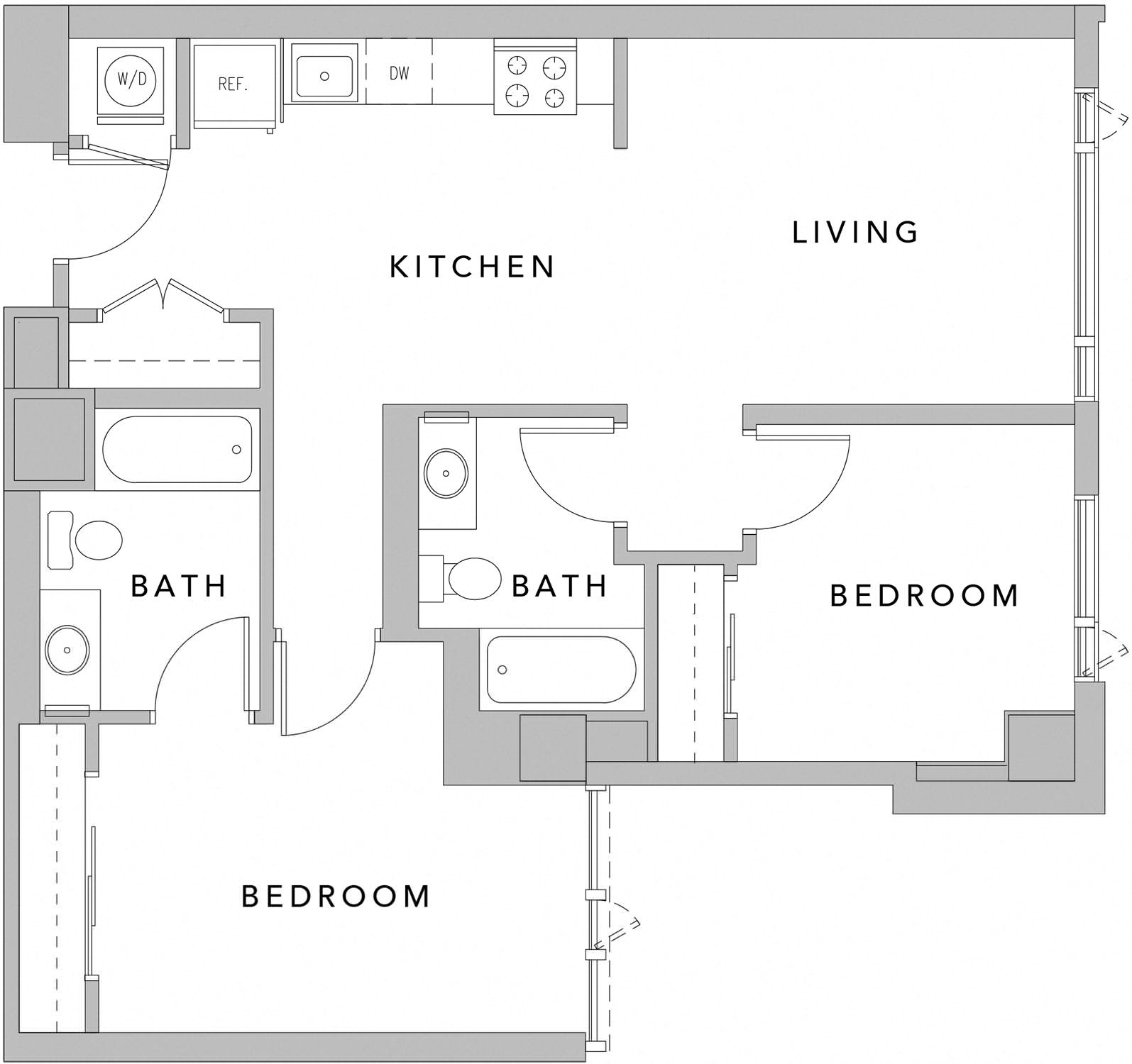 Floor plan layout diagram for 2J
