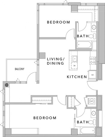 2V Balcony floor plan