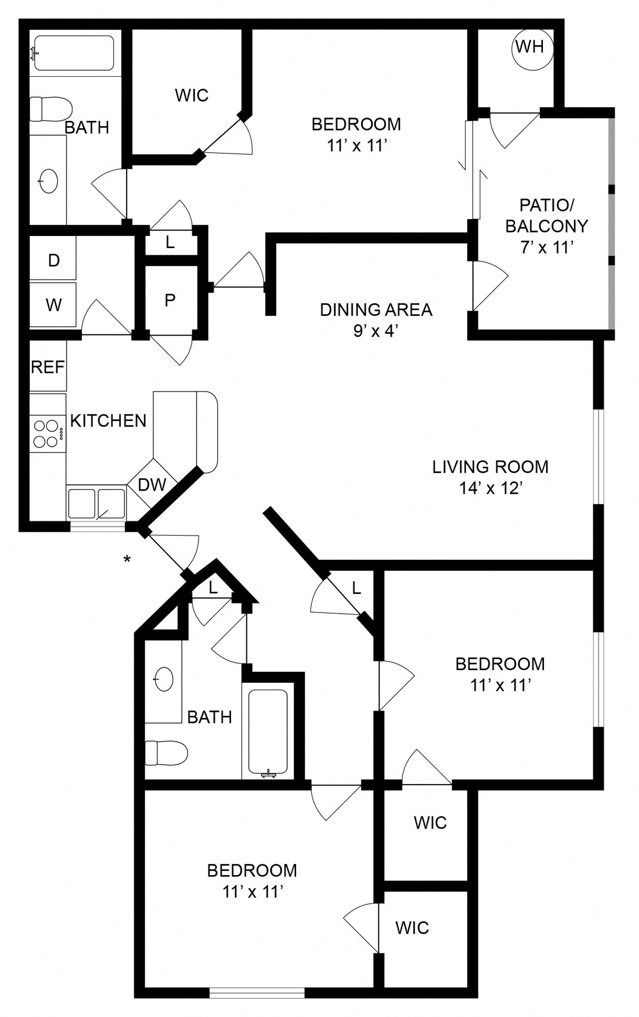 Floor plan layout diagram for 3A