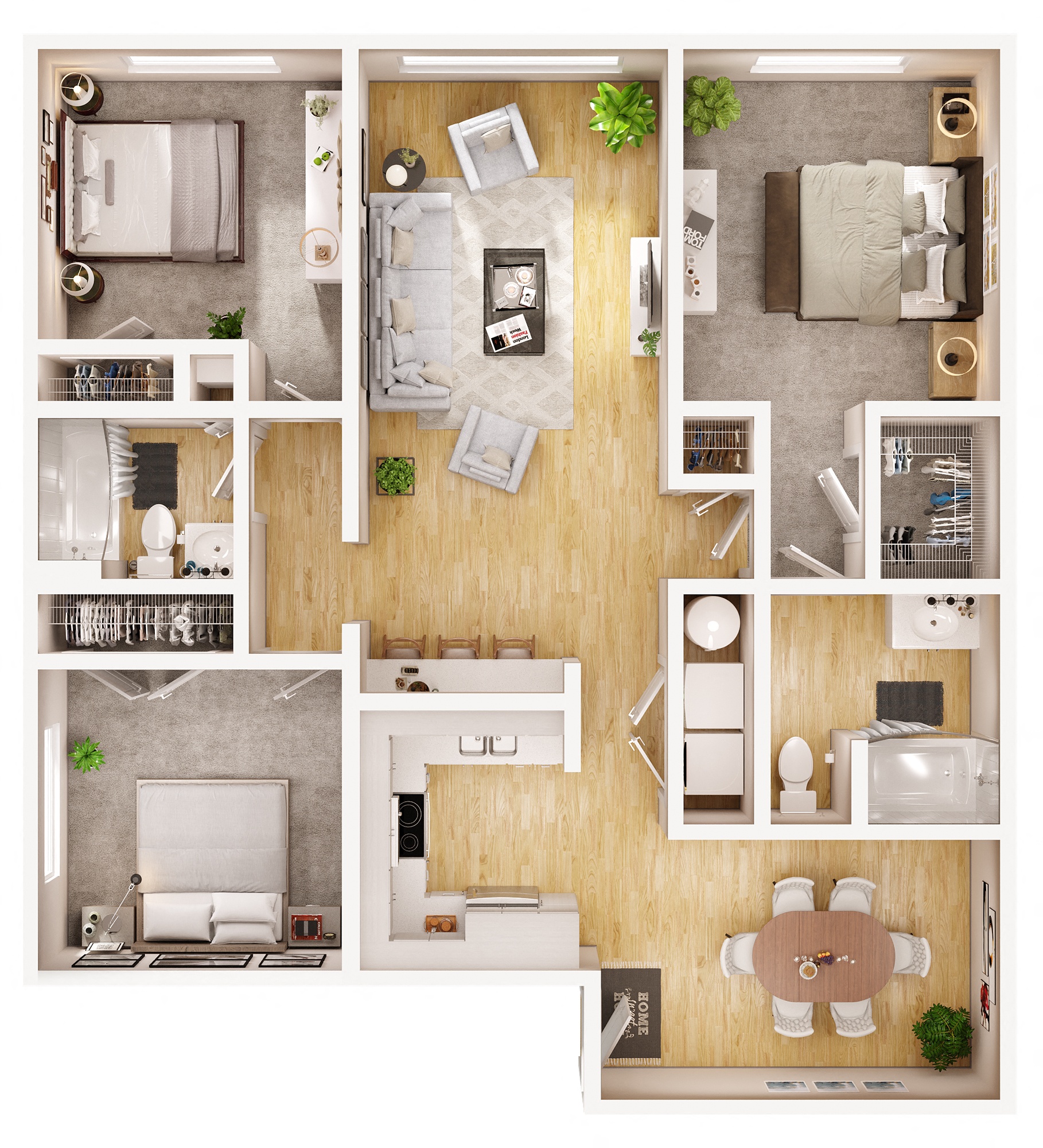 Floor plan layout diagram for 3B