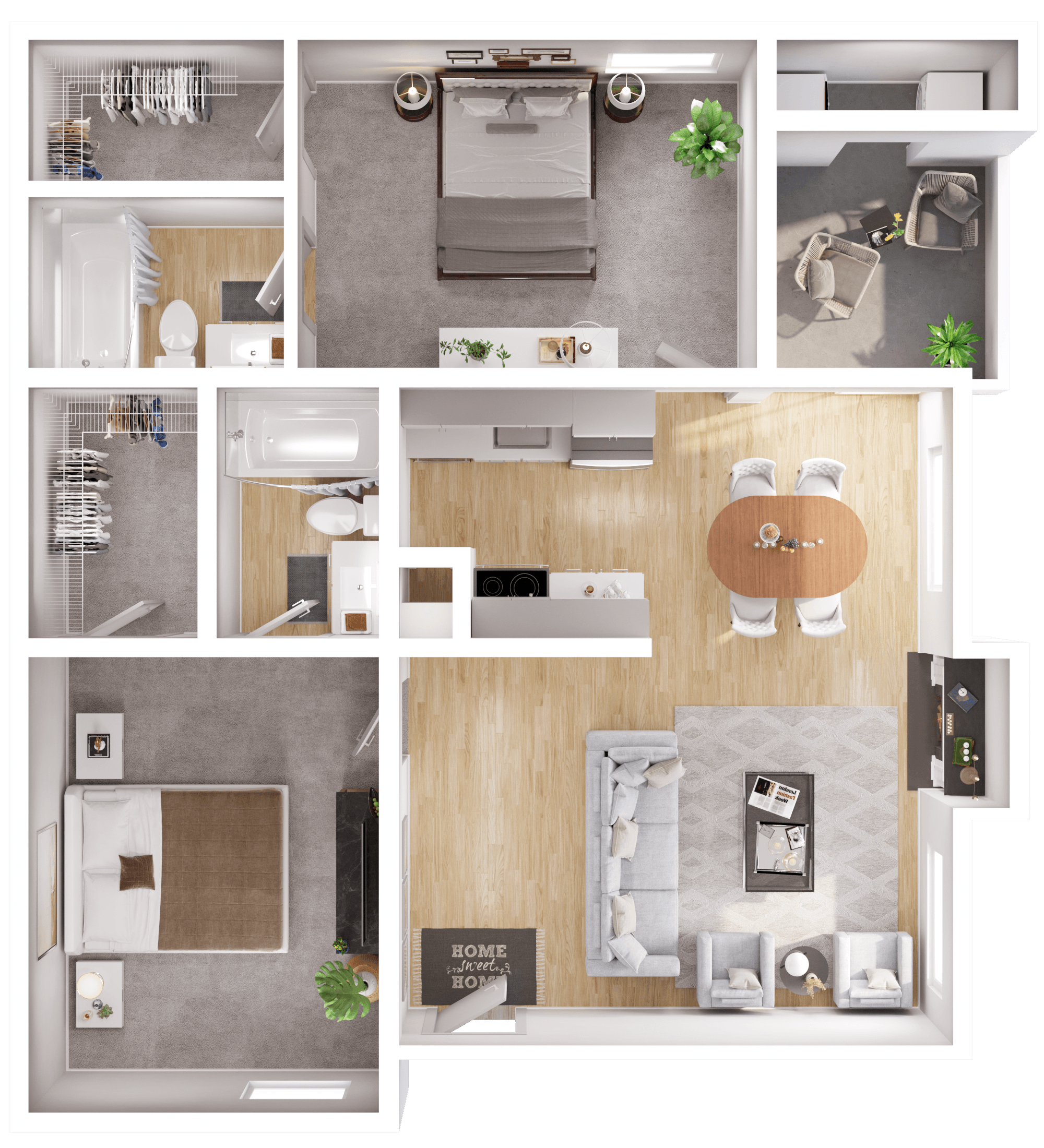 Floor plan layout diagram for 2B