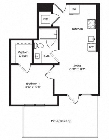 1A w/ Balcony floor plan