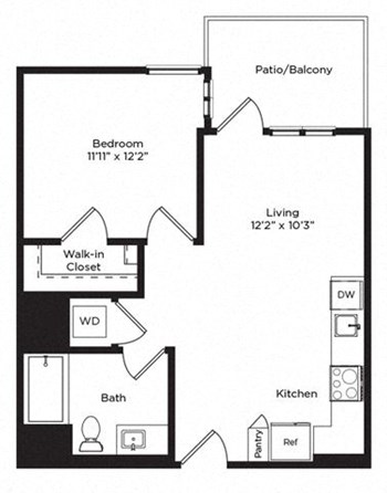1B w/ Balcony floor plan