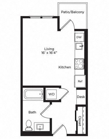 Floor plan layout diagram for SA w/ Balcony