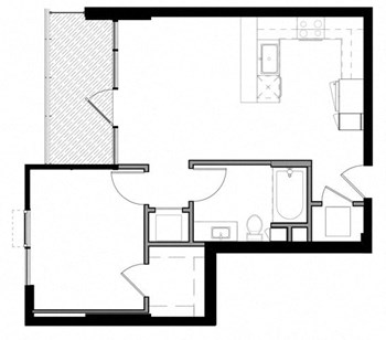 1G w/ Balcony floor plan