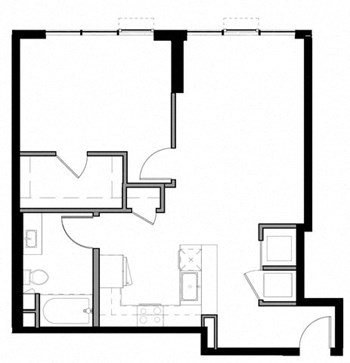 1N w/ Balcony floor plan