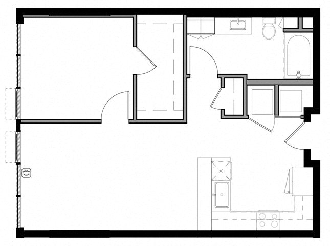Floor plan layout diagram for 1K