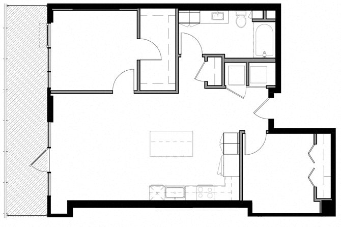 Floor plan layout diagram for 2D w/ Balcony