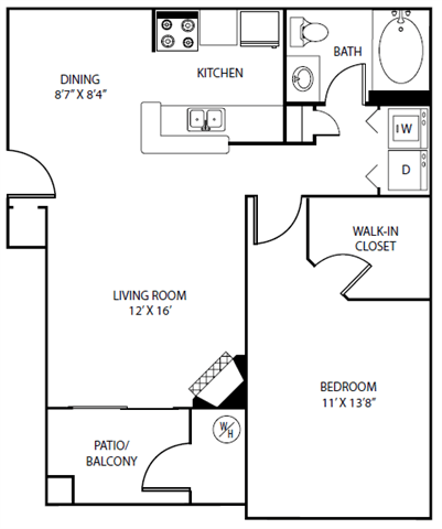 Floor plan layout diagram for 1A