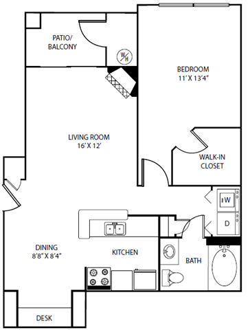 Floor plan layout diagram for 1B Renovation 2