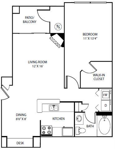 Floor plan layout diagram for 1C