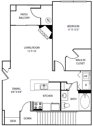 Floor plan layout diagram for 1D