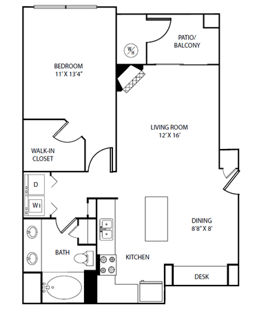 Floor plan layout diagram for 1E