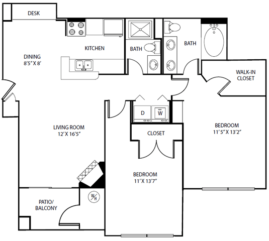 Floor plan layout diagram for 2A