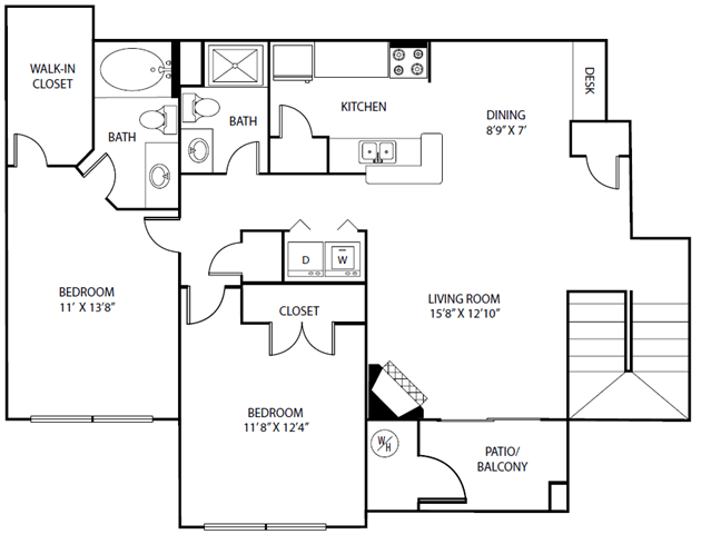 Floor plan layout diagram for 2E