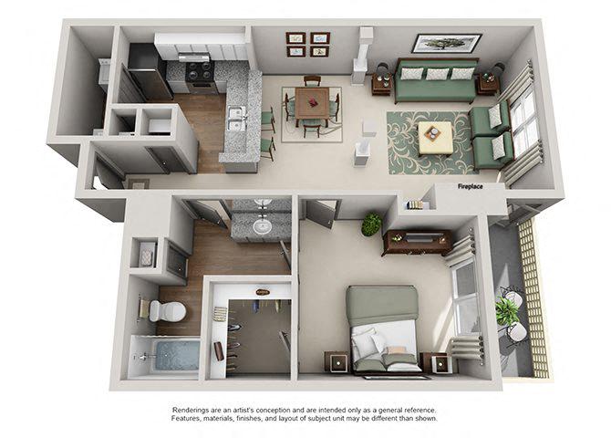 Floor plan layout diagram for 1C