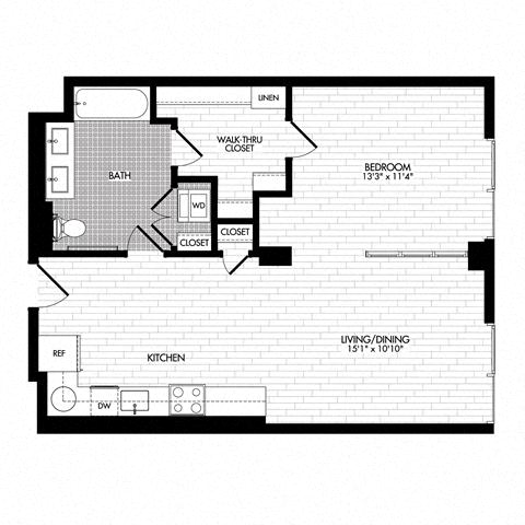 Floor plan layout diagram for 1J