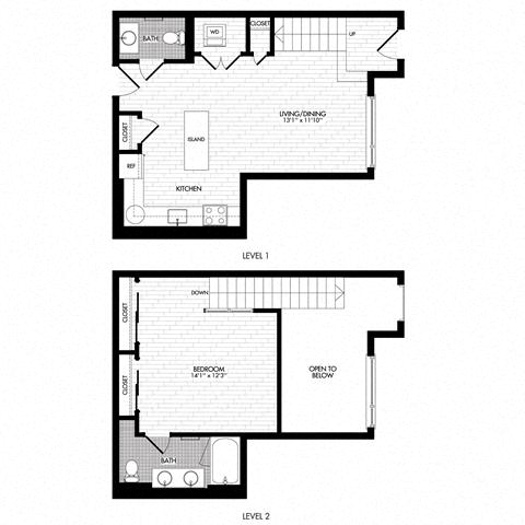 Floor plan layout diagram for 1U