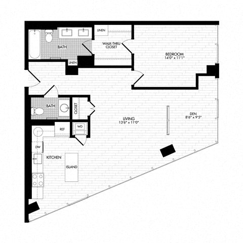 Floor plan layout diagram for 1W Den