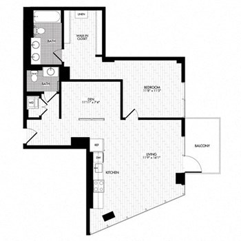 1Y Den w/ Balcony floor plan