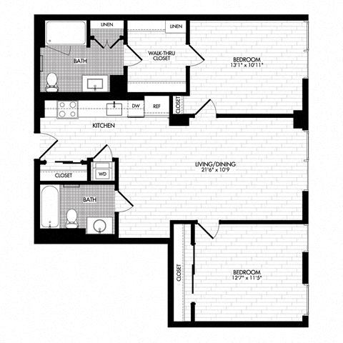 Floor plan layout diagram for 2A-C (Affordable Housing)