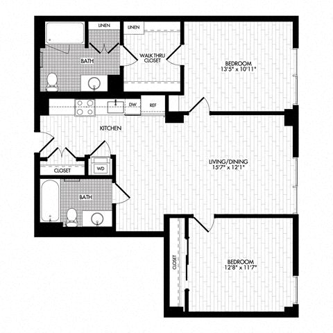 Floor plan layout diagram for 2B-C (Affordable Housing)