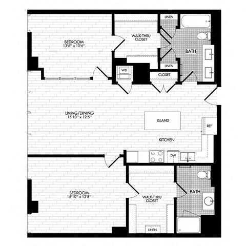 Floor plan layout diagram for 2E