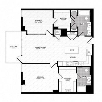 2G w/ Balcony floor plan
