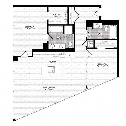Floor plan layout diagram for 2J