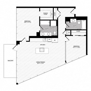 2K w/ Balcony floor plan