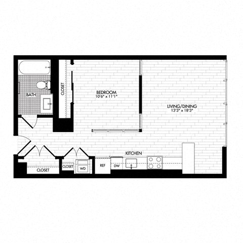 Floor plan layout diagram for Jr 1C-C (Affordable Housing)