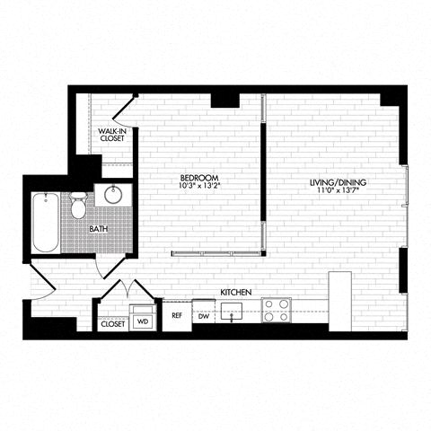 Floor plan layout diagram for Jr 1F-C (Affordable Housing)