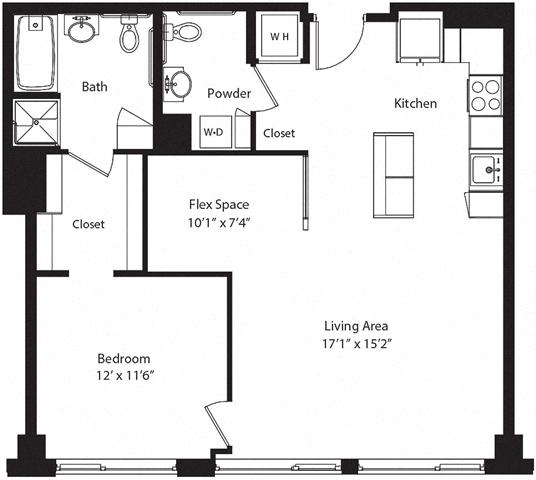 Floor plan layout diagram for 1AA Den