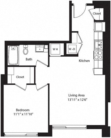 Floor plan layout diagram for 1B