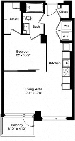 Floor plan layout diagram for 1F w/ Balcony