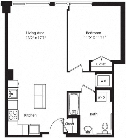 Floor plan layout diagram for 1M