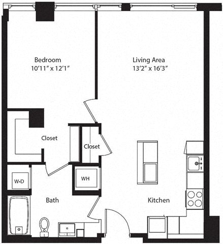 Floor plan layout diagram for 1R