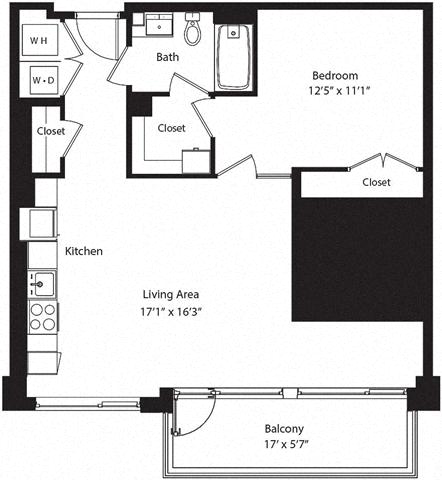 Floor plan layout diagram for 1T