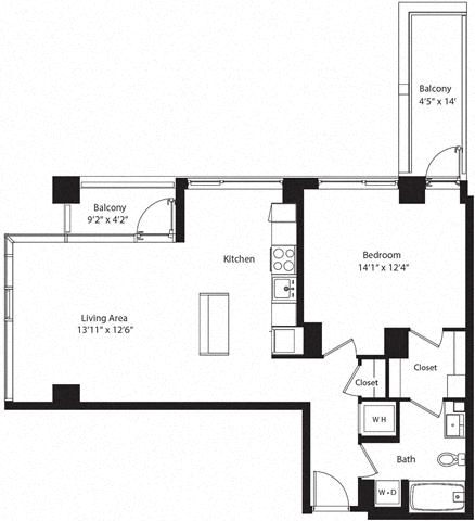 Floor plan layout diagram for 1V