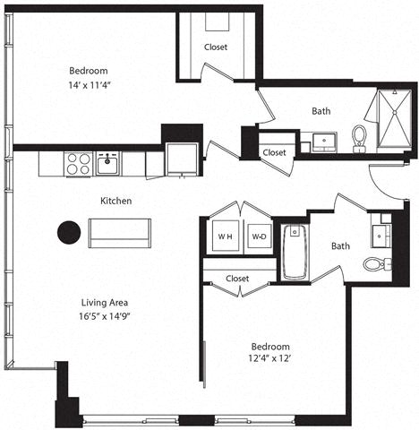 Floor plan layout diagram for 2B