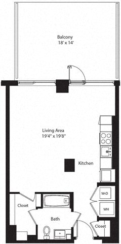 Floor plan layout diagram for SA w/ Balcony