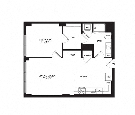 Floor plan layout diagram for 1R