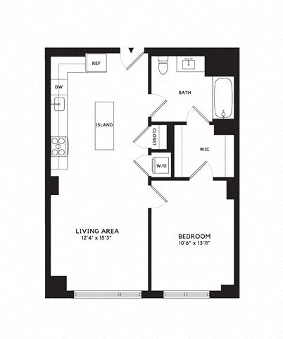 Floor plan layout diagram for 1T