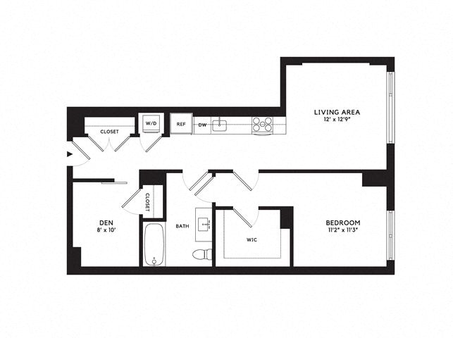 Floor plan layout diagram for 1W Den