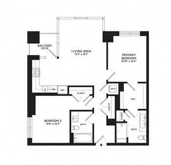 2B w/ Balcony floor plan