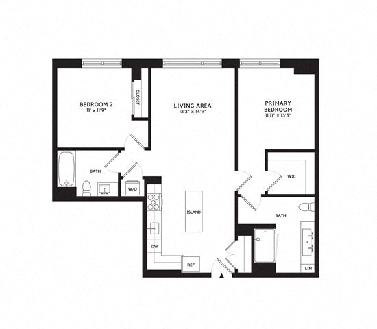 Floor plan layout diagram for 2D-C (Affordable Housing)