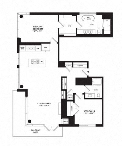 Floor plan layout diagram for 2V w/ Terrace
