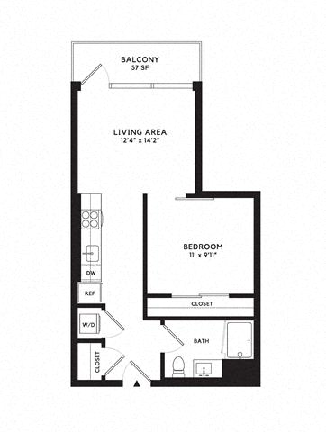 Floor plan layout diagram for Jr 1C w/ Balcony