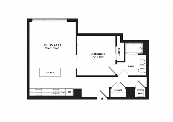 Floor plan layout diagram for Jr 1N-C (Affordable Housing)