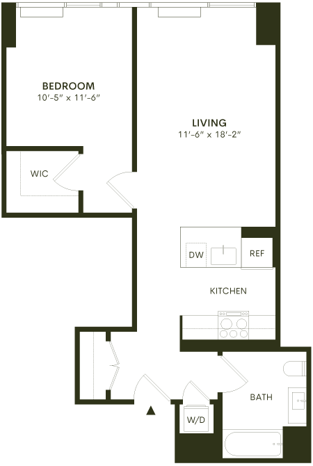 Floor plan layout diagram for 1E